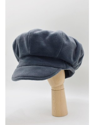 Siyah Bayan Şapka Kadın Kasket Yün Flat Cap