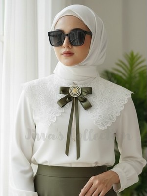 Cash Trade Kadın Fiyonk Broş-Yeşil. Çiçek ve Sallantılı Detaylı. Fiyonk Broş Kurdele. Boyun Kravat