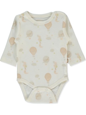 Bebetto Organik Interlok Uzun Kollu Body Ay (Organıc Born Wıth Love) Koyu Ekru