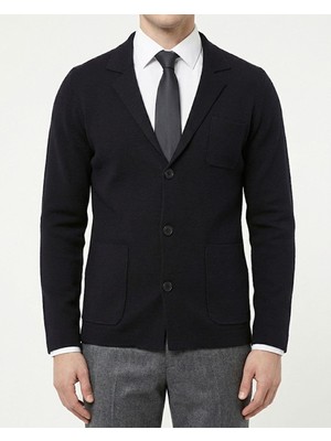 Italyan Stil Slim Fit Erkek Mono Yaka Düğmeli Hırka Siyah T14842