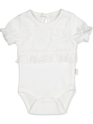 Bebetto Interlok Kısa Kollu Body Ay (Mıss Angel) Ekru