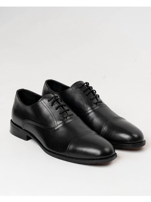 Italyan Stil Iç Dış Naturel Deri Erkek Ayakkabı Siyah T13893