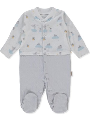 Bebetto Organik Süprem Double Patikli Tulum (Organıc Stars And Koalas) Gri