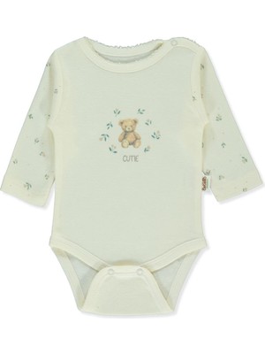 Bebetto Organik Interlok Uzun Kollu Body Ay (Organıc Cute Bear) Ekru