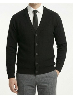 Italyan Stil Slim Fit Erkek Hırka Siyah T13220