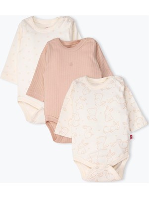 Bebetto Uzun Kollu Body 3lü (Cute Bunny) Bej