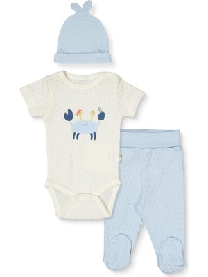 Bebetto Ajurlu Body Set 3lü Takım (Shıp Boy) Mavi