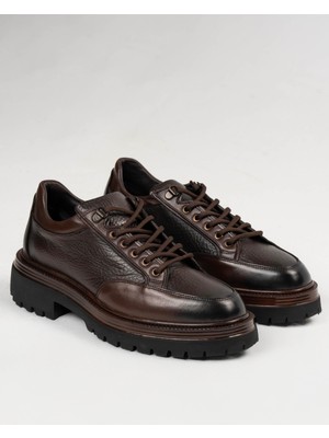 Italyan Stil Iç Dış Naturel Deri Erkek Ayakkabı Kahverengi T14604