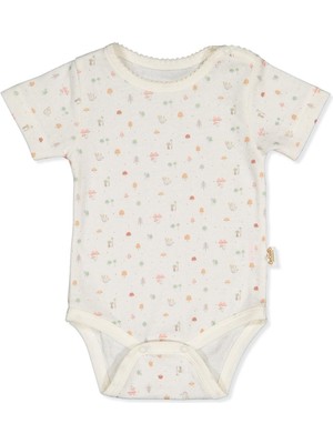 Bebetto Organik Süprem Double Kısa Kollu Body Ay (Organıc My Mushroom) Ekru