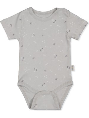 Bebetto Interlok Kısa Kollu Body Ay Baskılı (Dream Bıg) Gri