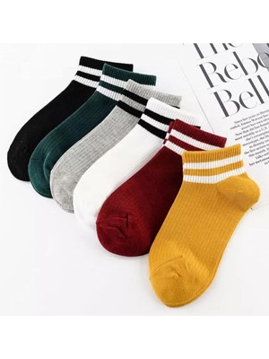 Bgk Unisex 6 Çift Koton Çizgili Patik Çorap Extra Rahat