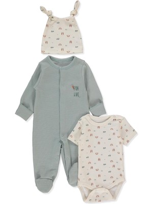 Bebetto Interlok Patikli Tulum Set 3lü (Wooden Car) Mint