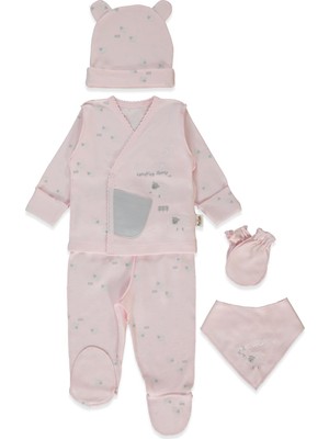 Bebetto Organik Interlok Zıbın Set 5li (Organıc Sleepy Sheepy) Pembe