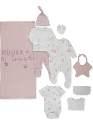 Bebetto Organik Raporlu Kaşkorse Zıbın Set 10LU (Organıc Born Wıth Love) Gül Kurusu