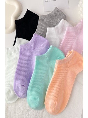 Bgk Unisex 8 Çift Soft Çizgili Çorap Çok Renkli Pamuklu Yapı ile Rahatlık Sunar