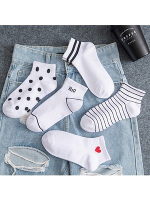 Bgk Kadın Desenli Patik Çorap 5'li