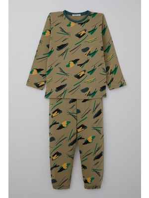 Breeze Erkek Çocuk Pijama Takımı Uykucu Fırça 4-8 Yaş, Haki Yeşil