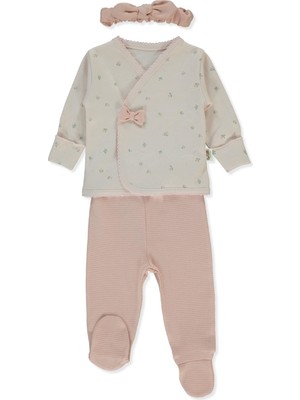 Bebetto Organik Interlok Zıbın Set 3lü (Organıc Cute Bear) Pembe