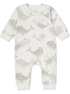 Bebetto Interlok Patiksiz Fermuarlı Tulum (Whales) Gri