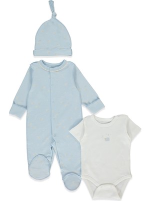 Bebetto Organik Interlok Tulum Set 3lü (Organıc Sleepy Sheepy) Mavi