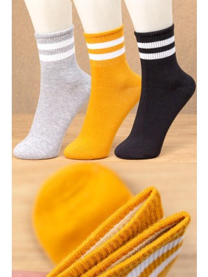 Bgk 3'lü Kadın Renkli Çizgili Çorap Extra Rahat