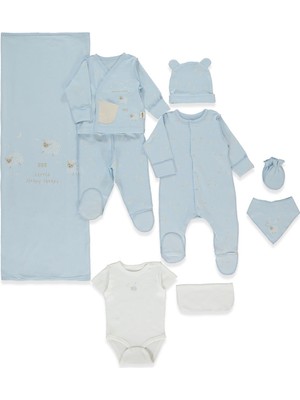 Bebetto Organik Interlok Zıbın Set 10LU (Organıc Sleepy Sheepy) Mavi