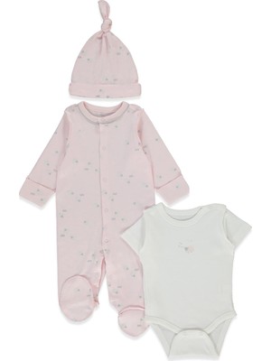 Bebetto Organik Interlok Tulum Set 3lü (Organıc Sleepy Sheepy) Pembe