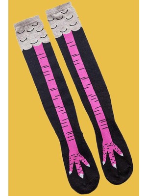 Bgk Tekli Unisex Tavuk Ayağı Desenli Dizaltı Çorap