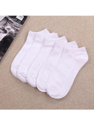 Bgk Unisex Yazlık Patik Çorap 5'li Extra Beyaz Pamuklu Rahat Tasarım Düz Desen