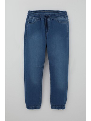 Breeze Erkek Çocuk Jean Pantolon Beli Paçası Lastkli Bağcıklı 6-10 Yaş, Mavi