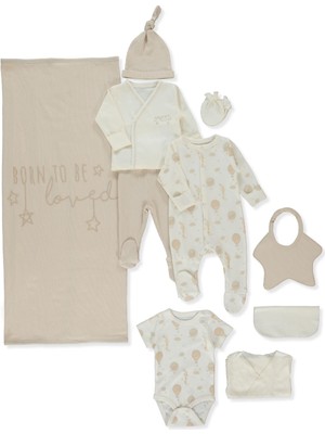 Bebetto Organik Raporlu Kaşkorse Zıbın Set 10LU (Organıc Born Wıth Love) Bej
