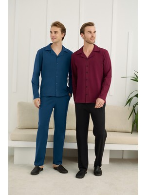 Nightlove Erkek Ceketli Uzun Kollu Pijama Takımı