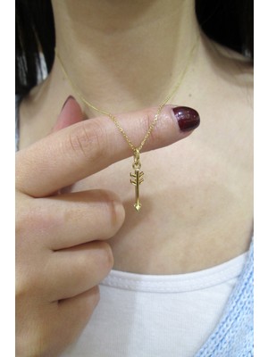 Şamlı Erdoğan Kadın Sarı 14 Ayar Altın Ok Kolye