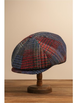 Külah Multicolor Kışlık Yün Ingiliz Kasket Şapka
