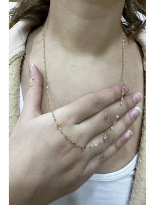 Şamlı Erdoğan 14 Ayar Altın Aynalı Kalemli Pırpır Zincir Kolye 50 cm