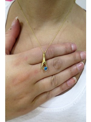 Şamlı Erdoğan 14 Ayar Altın El Figürü Nazar Boncuklu Kolye