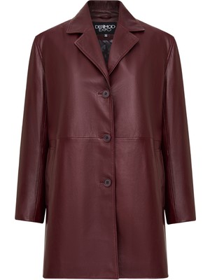 Derimod Emma Kadın Bordo Uzun Deri Kaban 25WGE5606U4