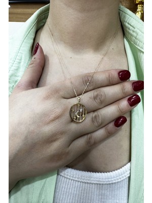 Şamlı Erdoğan 14 Ayar Altın Çember Ay Yıldız Kolye