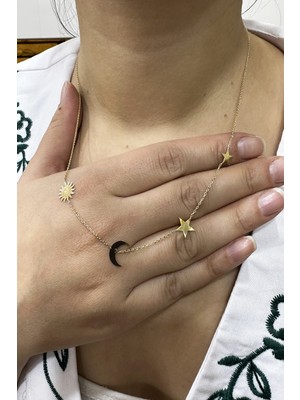 Şamlı Erdoğan 14 Ayar Altın Güneş Ay Yıldız Kolye