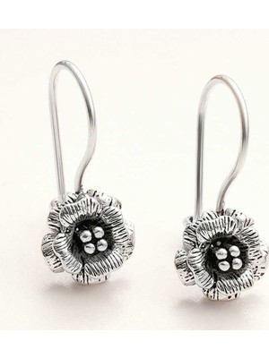 Özcömert Silver Gümüş Sallantılı Gül Kadın Küpe