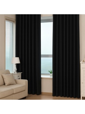 Taç Siyah Termal %100 Işık Geçirmez Kornişli Blackout Karartma Saten Güneşlik Perde