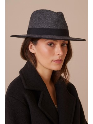 Külah Premium Valerie Fedora Şapka - Füme