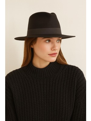 Külah Premium Valerie Fedora Şapka - Siyah