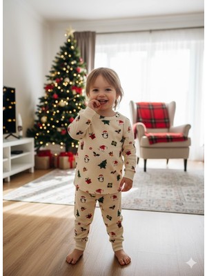 Miniko Kids Yılbaşı Konseptli Pamuk Kumaşlı Pijama Takımı