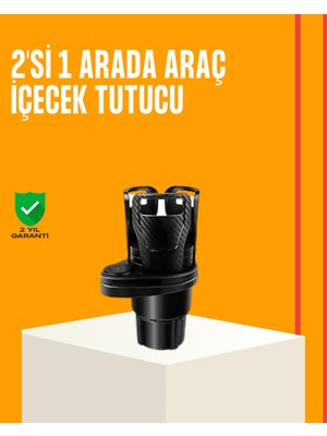 365Dükkan Oto Bardak Tutucu 360° Döner Çift Bölmeli Karbon Fiber Tasarım