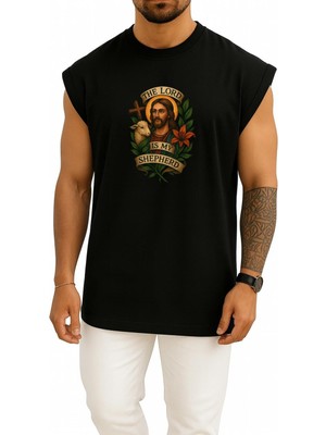 Bahriyeli Collection Oversize The Lord Is My Shepherd Göğüs Baskılı Atlet