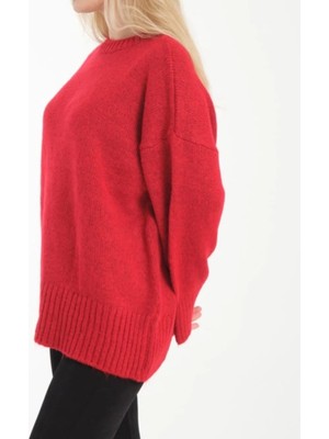 Vaniza Standart Beden Bisiklet Yaka Oversize Kazak