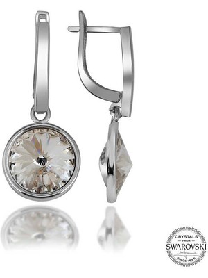 Aya Diamond Swarovski Crystal Taşlı Gümüş Beyaz Sallantılı Kadın Küpe