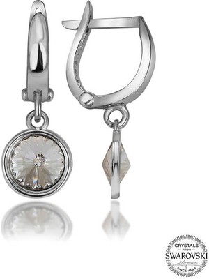 Aya Diamond Swarovski Crystal Taşlı Gümüş Beyaz Sallantılı Kadın Küpe