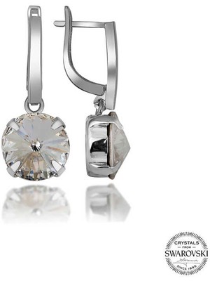 Aya Diamond Swarovski Crystal Taşlı Gümüş Beyaz Sallantılı Kadın Küpe